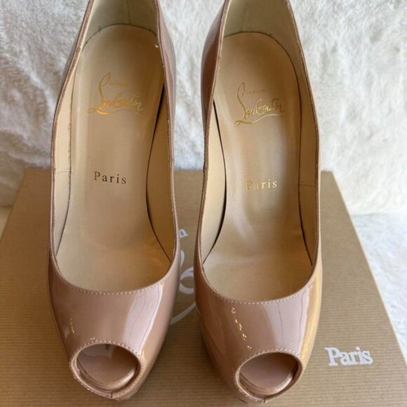 CHRISTIAN LOUBOUTIN Patent Calf Highness 160 Peep Toe Platform Pumps - Picture 3 of 5